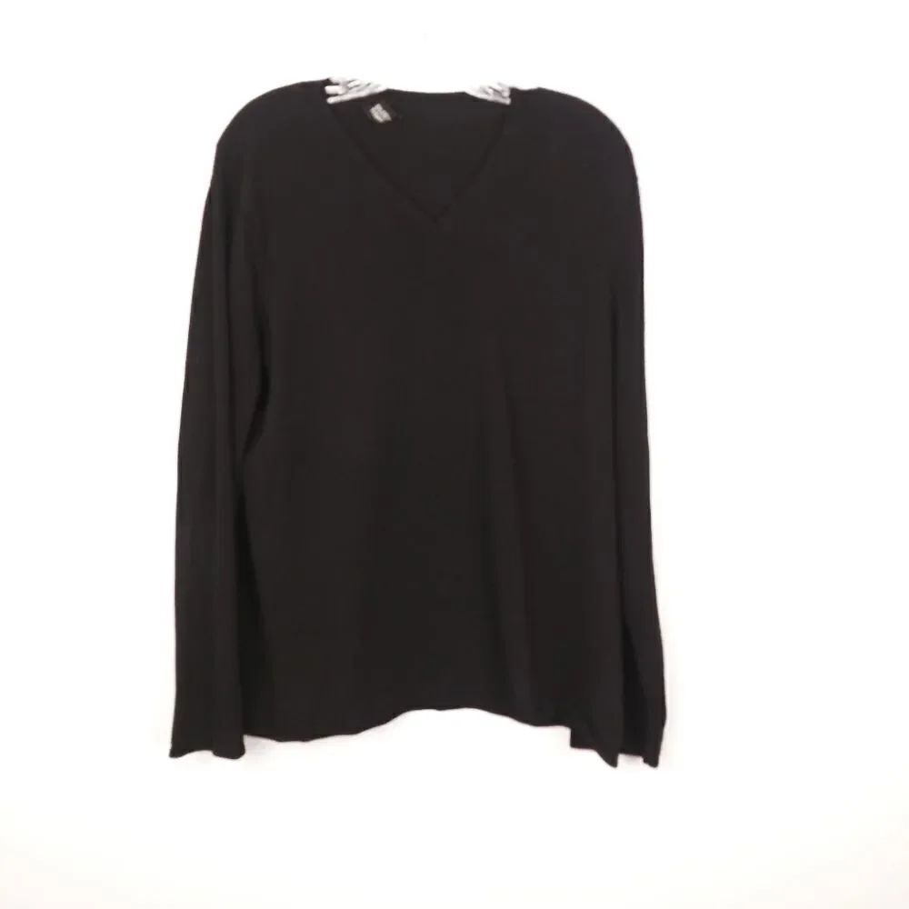 Eileen Fisher black v-necks long sleeve blouse